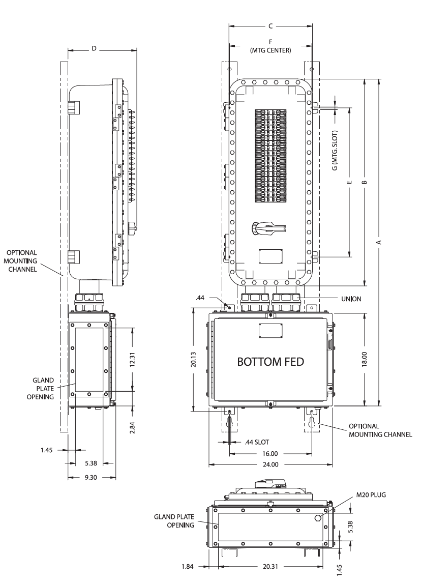 Factory Sealed Division 2 Panelboards - X2PB - Vertical Main Breaker