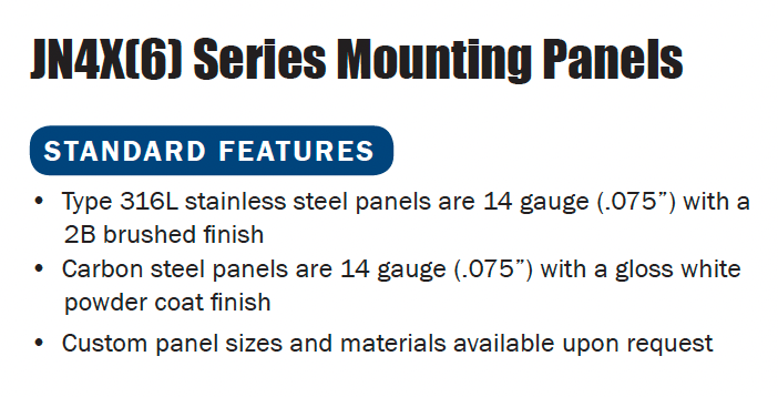 Stainless Steel Enclosures Accessories - Mounting Panels