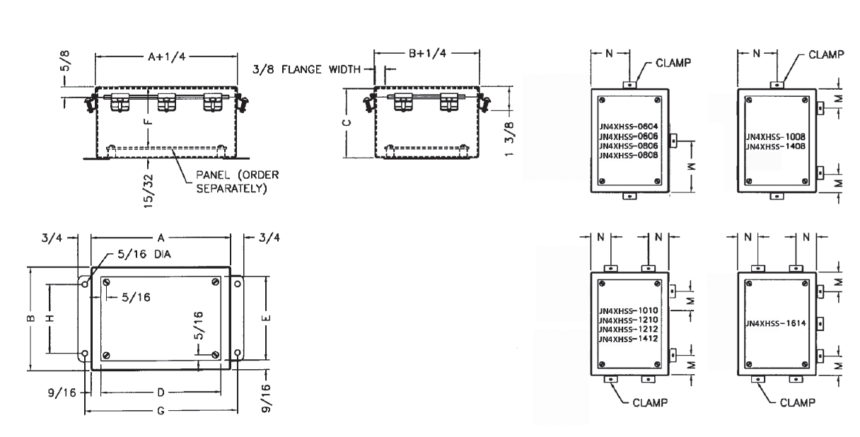 Stainless Steel Enclosures - NEMA TYPE 4X JIC - JN4XHSS Series