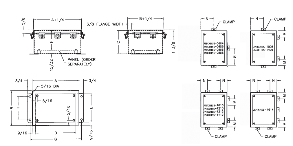 Stainless Steel Enclosures - NEMA TYPE 4X JIC - JN4XSS Series