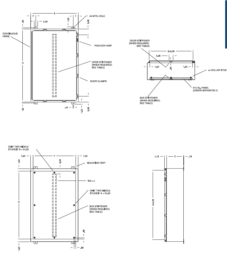 Stainless Steel Enclosures - NEMA TYPE 4X - N4X Series - Single Door Clamped Cover Enclosures