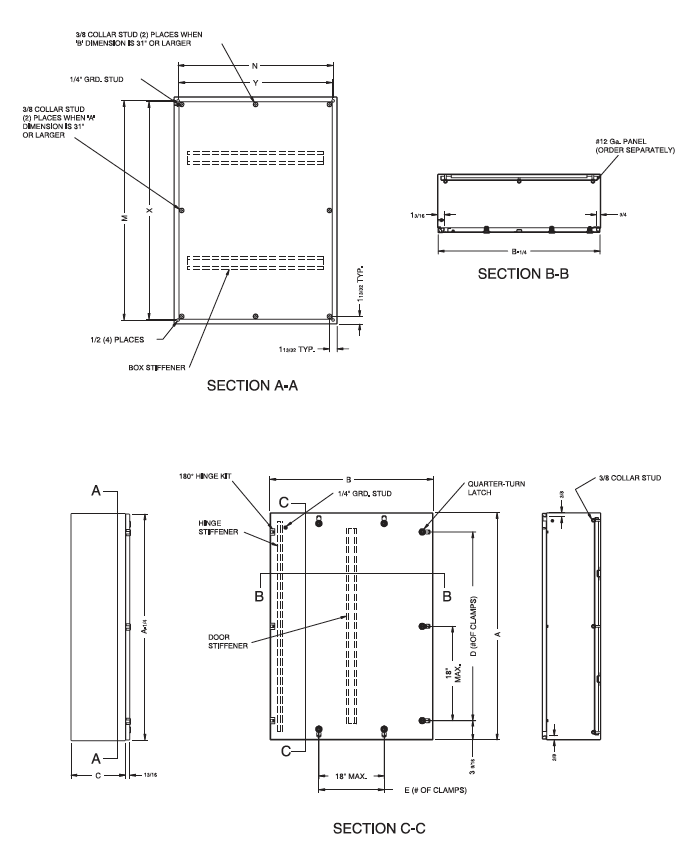 Stainless Steel Enclosures - NEMA TYPE 4X - AVSS / Victory Series - Quarter Turn Latch Enclosures