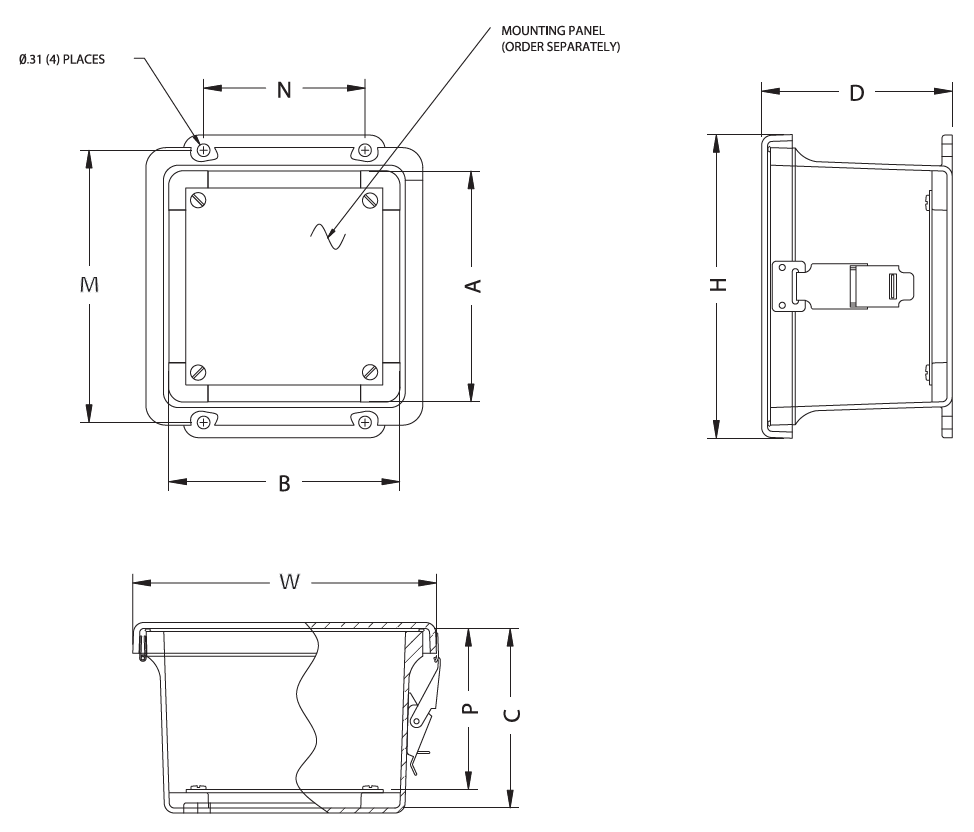 Fiberglass - Quick Release Latch Enclosures - Flat Cover