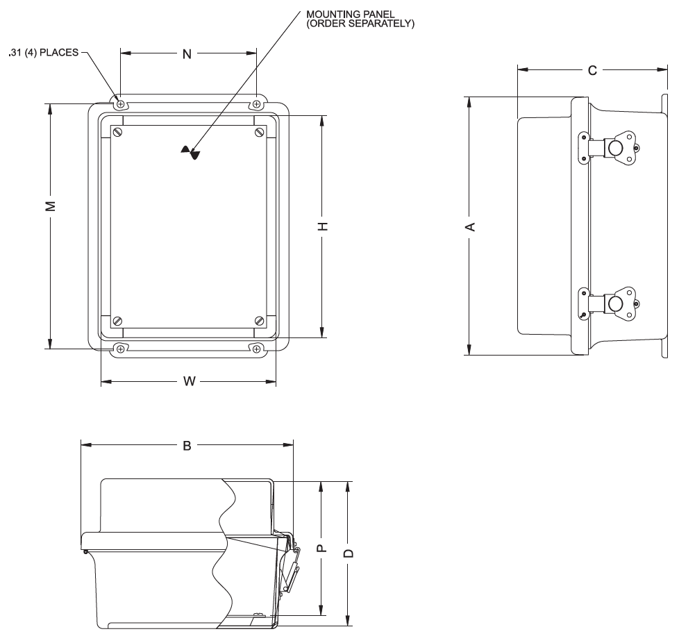 Fiberglass - Twist Latch Raised Cover Enclosures