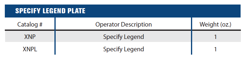 ExplosionProof Operator Devices - Legend Plates Standard Size